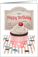 Boss Female Sweet Cherry Cupcake Birthday card