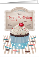 Boss Male Sweet Cherry Cupcake Birthday card