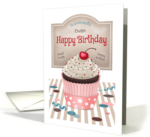 Cousin Female Sweet Cherry Cupcake Birthday card (1547044)