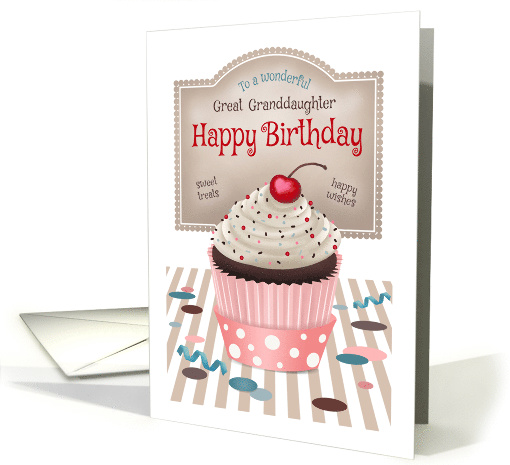 Great Granddaughter Sweet Cherry Cupcake Birthday card (1547066)