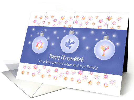 Sister and Family Ornamental Happy Chrismukkah Holiday card (1547322)