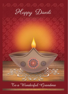 Custom Front Grandma Lit Clay Diwali Lamp Happy Diwali
