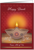 Custom Front From All of Us Lit Clay Diwali Lamp Happy Diwali card