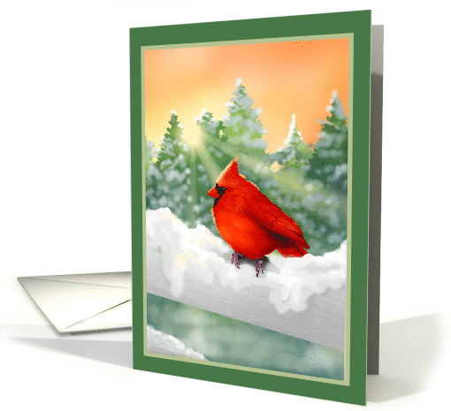 Winter Red Cardinal Bird in Snow Blank Note card (1548448)