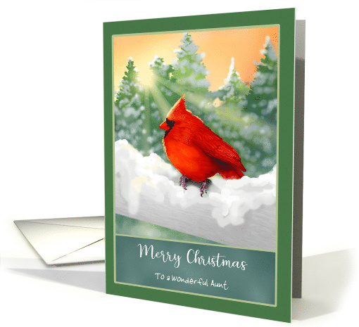 Custom Front Aunt Red Cardinal Bird in Snow Christmas card (1548480)