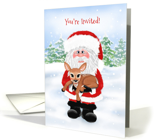 Santa and Baby Deer Christmas Invitation card (1549052)