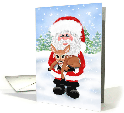 Santa and Baby Deer Blank Note card (1549114)