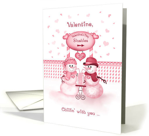 Just Chilling Snowman Couple Sharing Slushy Valentine card (1549770)