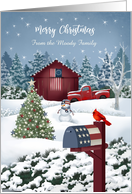 Custom Front from All Barn and Old Red Truck USA Merry Christmas card