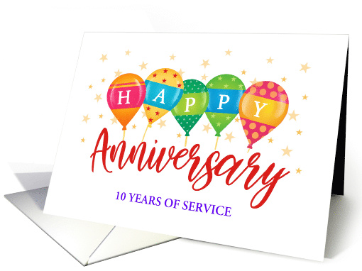 Custom Front Ten Years of Service Business Employee Anniversary card