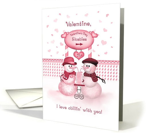 Just Chilling Snowman Couple Sharing Slushy Valentine card (1551564)