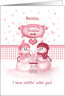 Custom Front Friend Snow Women Sharing Slushy Valentine card