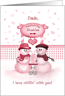 Custom Front For Both Dads Snowman Couple Valentine card
