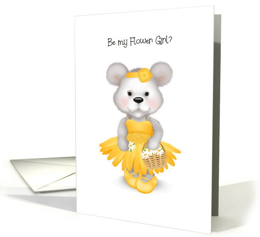 Bear in Yellow Daisy Theme Dress Flower Girl Invitation card (1555266)