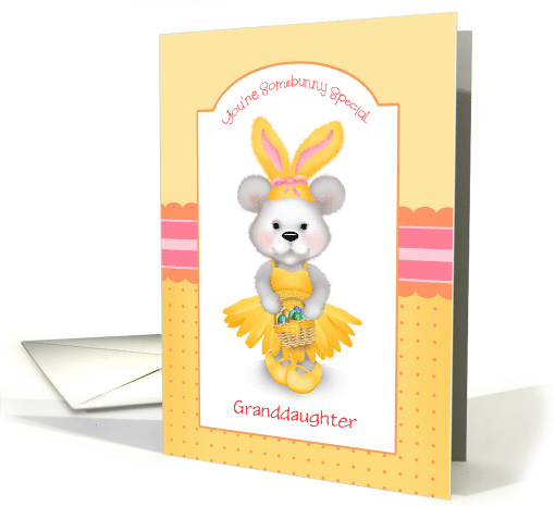 Custom Front Bear in Yellow Bunny Ears Granddaughter Easter card