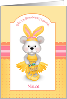 Custom Front Bear in Yellow Bunny Ears Niece Easter card