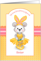 Custom Front Bear in Bunny Ears Sister Easter card