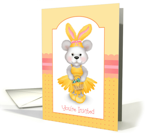 Teddy Bear in Bunny Ears Easter Theme Invitations card (1555368)