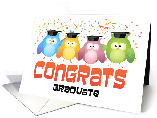 Congrats Graduate Owls with Caps Graduation Congratulations card