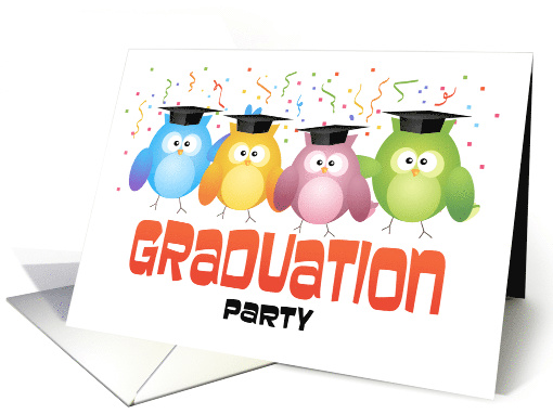 Owls with Caps Graduation Party Invitations card (1555772)