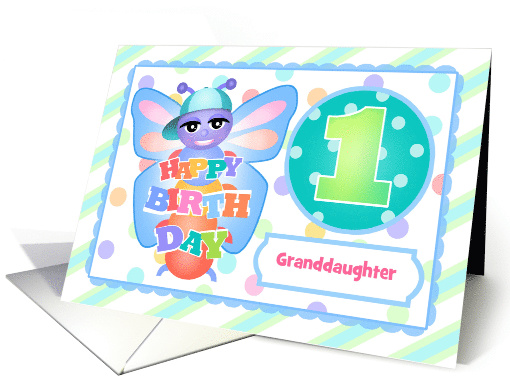 Custom Front Granddaughter 1 year Old Spring Butterfly Birthday card