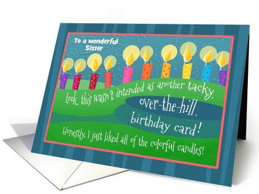 Custom Front Over the Hill Sister Humorous Birthday card (1557340)