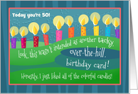 Custom Front Age 50 Years Old Over the Hill Humor Birthday card