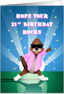 Party Animal Dancing in Moonlight 21st Birthday card