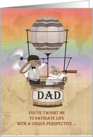 Dad Beyond the Rainbow Rabbits in Hot Air Balloon Fathers Day card