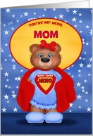 Custom Front Bear in Superhero PJs Happy Mothers Day card