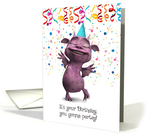 Dancing Dragon with Confetti Happy Birthday card (1561486)