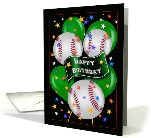 Baseball Theme Sports Birthday Balloons Happy Birthday card (1563270)