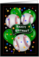 Baseball Theme Sports Birthday Balloons Happy Birthday card