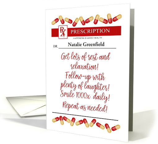 Custom Front Name Prescription for Doctor Happy Doctors Day card