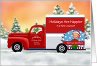 New Location Santa in a Moving Truck Christmas card