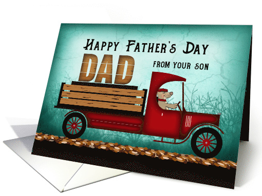 Dad Dog Driving Delivery Truck Happy Fathers Day from Son card