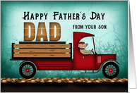 Dad Dog Driving Delivery Truck Happy Fathers Day from Son card