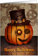 Steampunk Antique Pumpkin Happy Halloween card