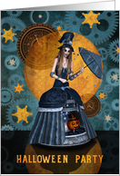 Steampunk Witch Halloween Party Invitation card