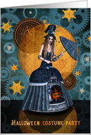 Steampunk Witch Halloween Costume Party Invitation card