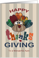 Custom Front Aunt Heart Feathers Turkey Thanksgiving card
