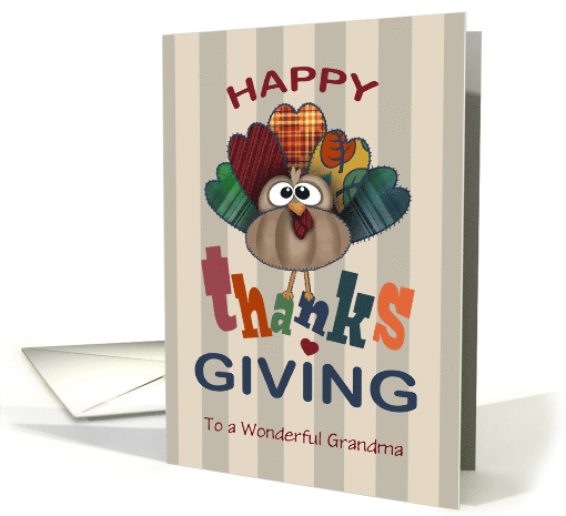 Custom Front Grandma Heart Feathers Turkey Thanksgiving card (1587302)
