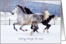 Dashing Through the Snow Horse Theme Christmas card