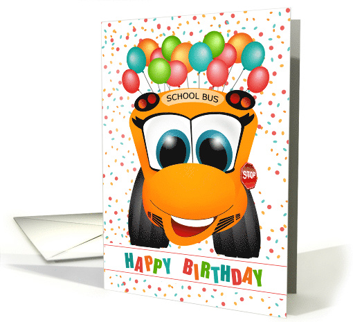 School Bus and Balloon Theme Birthday card (1598506)