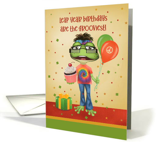 Hippie Frog Theme Leap Year Birthday card (1602420)