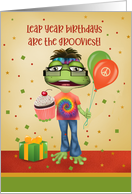 Hippie Frog Theme Leap Year Birthday card