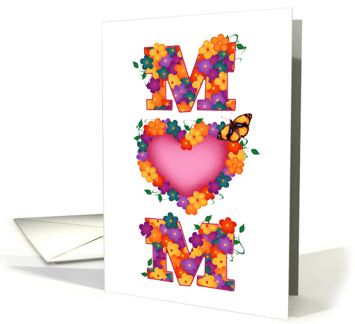Floral Mom Heart Happy Mother's Day card (1603328)