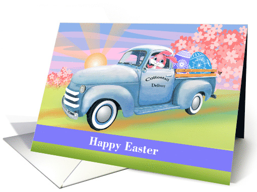 For Kids Bunny Delivering Eggs in Old Truck Easter card (1603720)