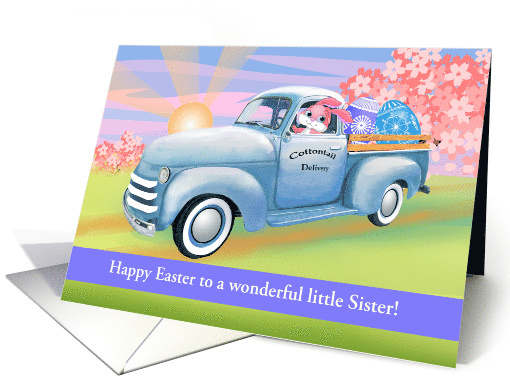 Custom Front Bunny Delivering Eggs in Old Truck Easter card (1603776)