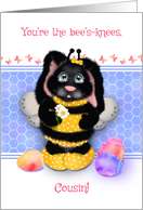 For Cousin Cute Bumble Bee Bunny Easter card
